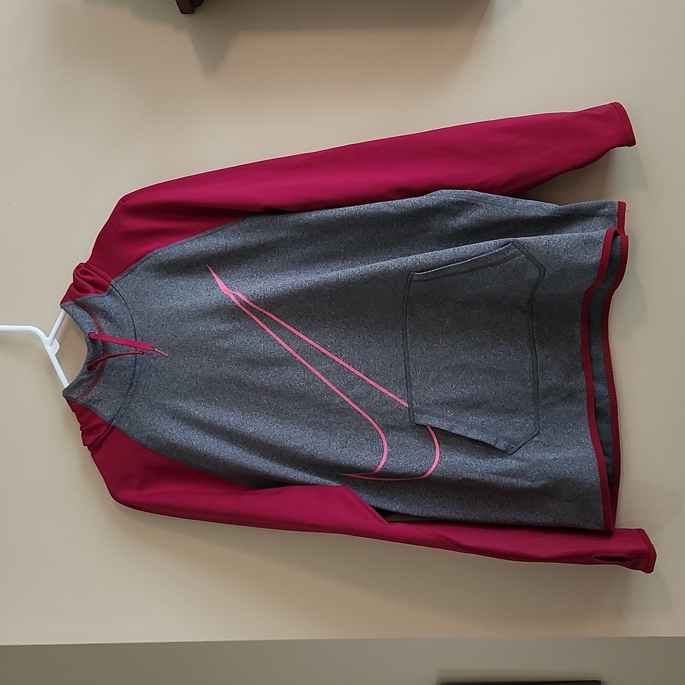 Nike women's hoodie, size XL, gray maroon and pink
